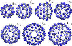 Schematic structures of several boron S-fullerenes