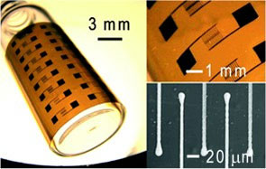 Flexible silver microelectrodes printing on a polyimide substrate.