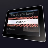 Image of a tablet displaying a question from the game