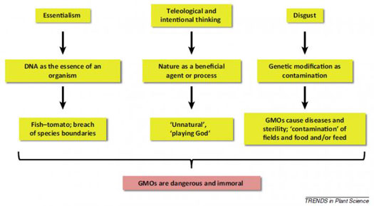 A chart of negative representations of GMOs tapping into intuitive preferences