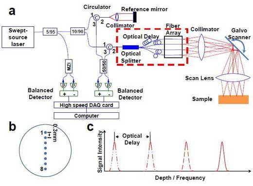 Diagram of a Prototype Space-Division Multiplexing Optical Coherence Tomography (SDM-OCT) System