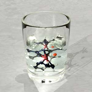 chemical reaction in a glass