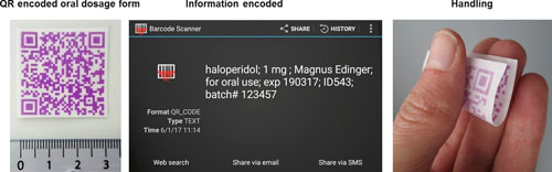 QR encoded smart oral dosage forms by inkjet printing