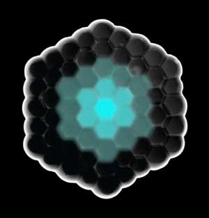 Signal molecules (blue) spread in the artificial cell structure and allow communication through the membranes