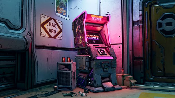 The Borderlands Science arcade game in the corner of Dr. Tannis' infirmary in the Borderlands 3 game.