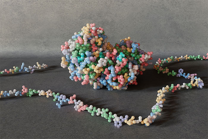 Proteins are made of strings of amino acids