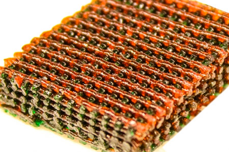 open lattice of 3-D printed material