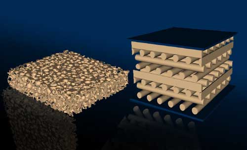 Microstructures of two different foam materials