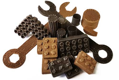 Tools and building blocks made by 3D printing with lunar and Martian dust