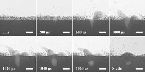 In these high-speed x-ray images, the 3-D printer is using a laser to melt metal powder