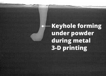 a keyhole void about to be formed during the metal 3D printing process