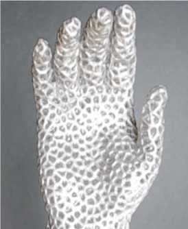 hand 3D-printed from liquid metal lattice material