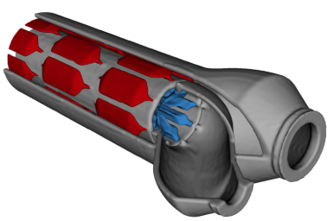 Computer Tomography (CT) X-ray image of a tube-in-tube heat exchanger