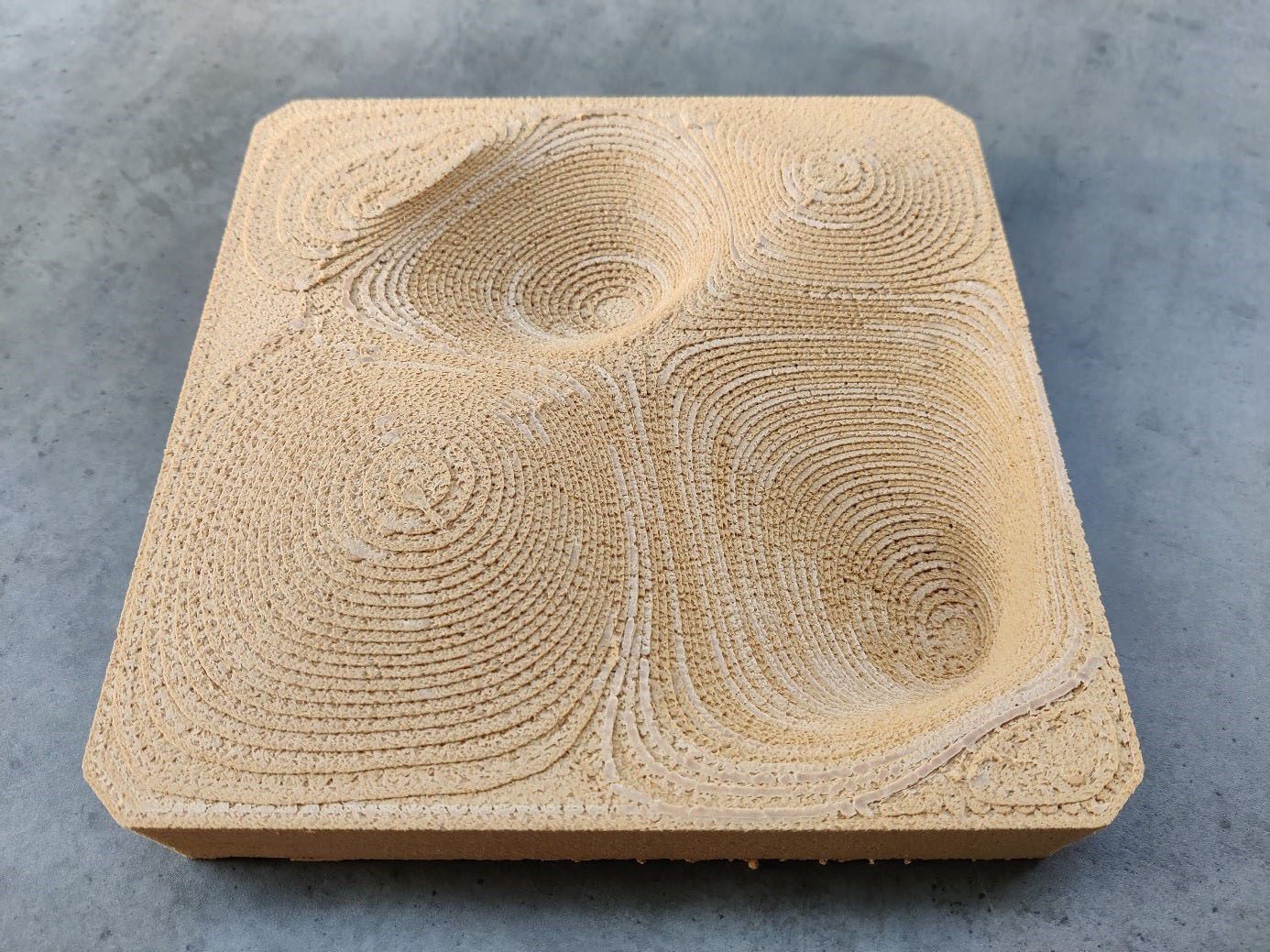 3D printed free-form tile made of wood short fiber filament