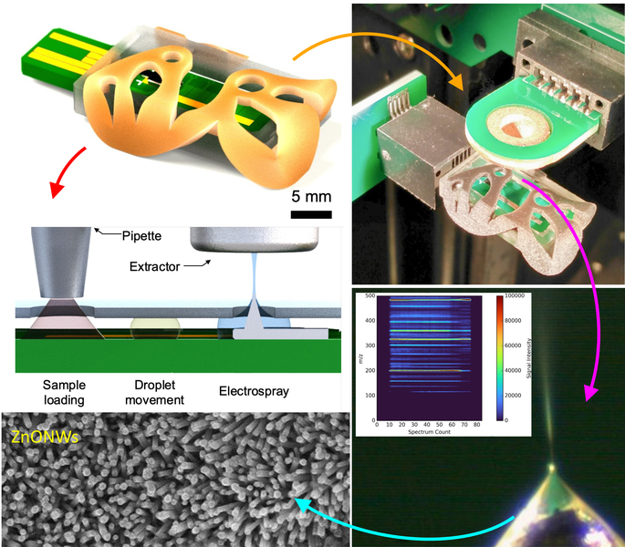 electrospray emitters as externally-fed solid cones with a specific angle that leverages evaporation to strategically restrict the flow of liquid