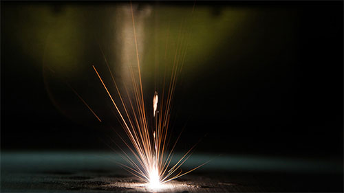 Close-up of the surface of laser powder bed fusion