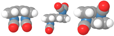 The three structural forms of the molecule fulvalene diruthenium