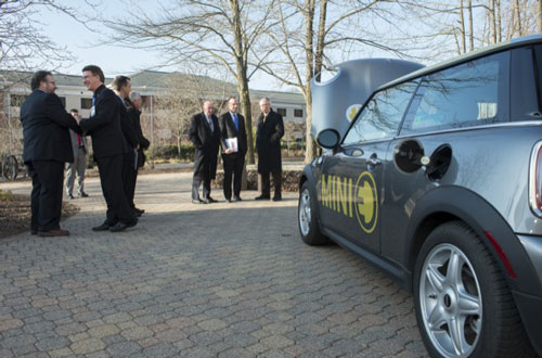 An innovative electric Mini Cooper received much attention during the Fraunhofer-Delaware Technology Summit