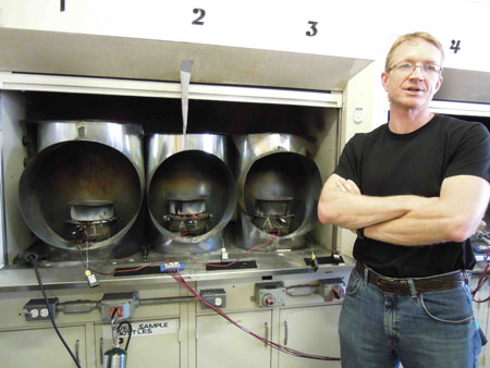Craig Jacobson in the test labs of Point Source Power