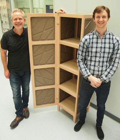 Roger Bateman, senior lecturer in furniture design at Sheffield Hallam, with student Matt Harding