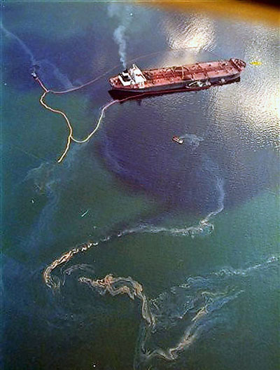 The Exxon Valdez bleeding oil