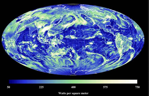 Reflected solar radiation from CERES Instrument on NASA Aqua Satellite