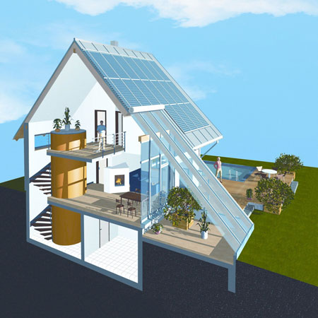 Diagram of a solar house