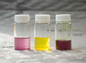 differently colored vials