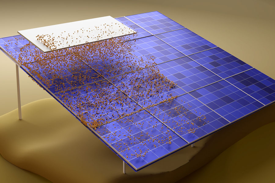 using electrostatic repulsion to clean solar panels