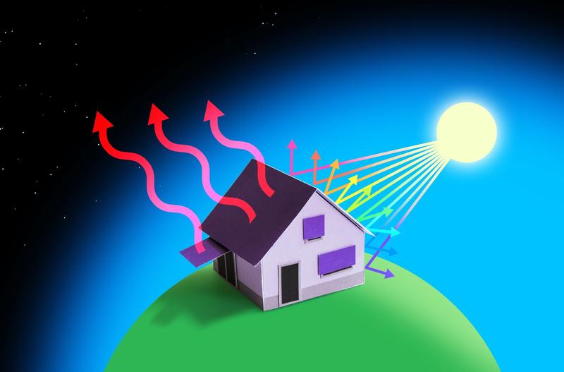 Passive day cooling does not absorb solar radiation and emits thermal energy into space