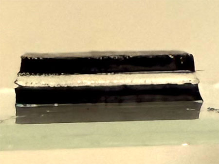 hydrogel sandwiched between two electrodes
