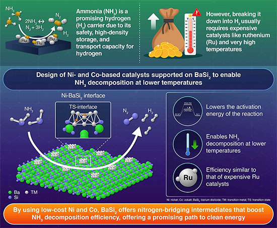 Novel Catalyst Design for Low‑Cost Ammonia Decomposition