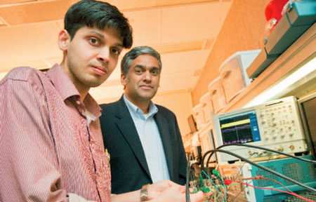 PhD student Saurav Bandyopadhyay, left, and Professor Anantha Chandrakasan