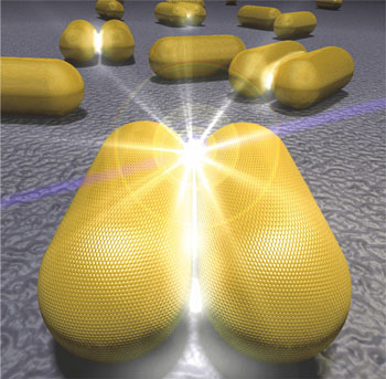 two gold nanorods with a strongly localized optical field in an atomic-scale air gap