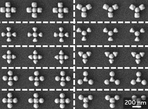 lectron microscope images of two different plasmonic structures