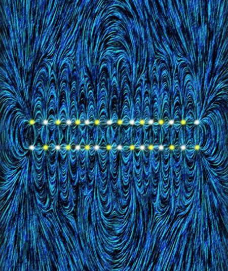 Artistic rendering of field lines due to a 16 ion antiferromagnet