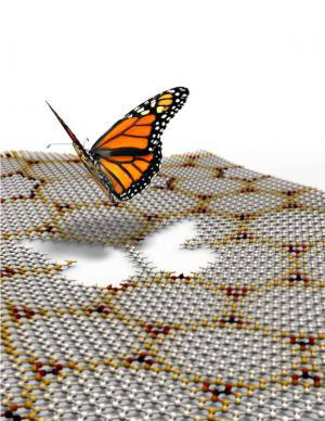 butterfly departing from graphene moiré pattern formed on the top of atomically thin boron nitride substrate