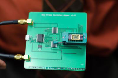 This prototype lab-on-a-chip that would someday enable a physician to detect disease or virus from just one drop of liquid, including blood