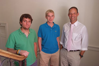 From left, From left, Matt Bittner, Curtis Correll, and German professor Paul Youngman