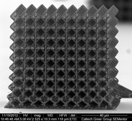 Three-dimensional, hollow titanium nitride nanotruss with tessellated octahedral geometry
