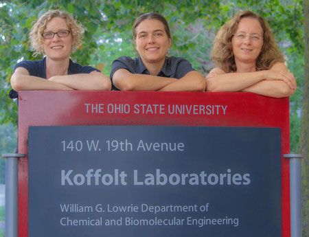 Chemical and Biomolecular Engineering Professors Jessica Winter, Lisa Hall and Barbara Wyslouzil