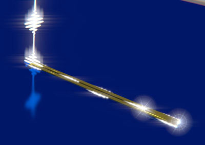 Polarisierte Lichtpulse werden in eine Nano-Antenne eingespeist