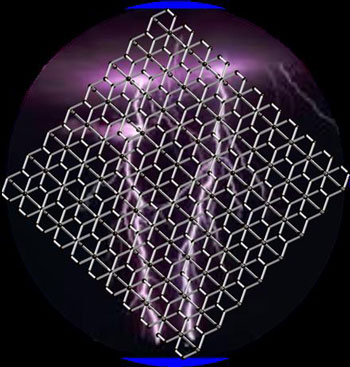 Three-dimensional metallic carbon with interlocking hexagons