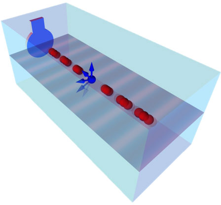 a transducer that produces gigahertz-frequency standing waves within diamond