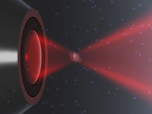 Artistic impressions of the nanoparticle in a laser trap