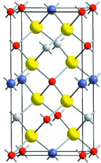 This is a perpective view of the ordered kesterite structure