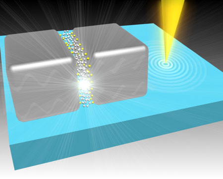 plasmonic resonators bridged by a layer of molecules