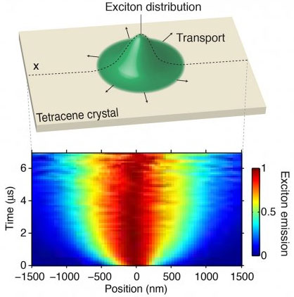 Diagram of an exciton within a tetracene crystal