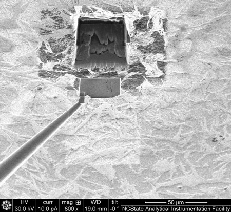 Focused ion beam image of a Bi2212 sample