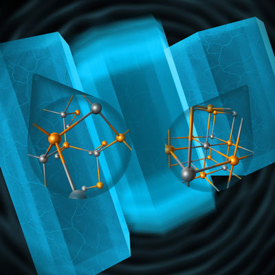 transformation of cadmium sulfide nanocrystals from a hexagonal arrangement (left) to a cubic one